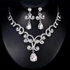 Lady Fashion Rhinestone Pendant Earrings Necklace Luxury Bridal Jewelry Set