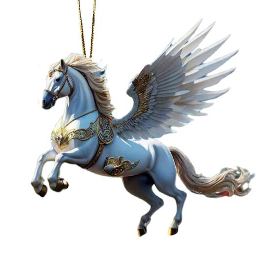 Sparkling Horse Ornament 2D Acrylic Hanging Decor Realistic Christmas Tree Horse Charm Elegant Equestrian Gift for Holiday Tree