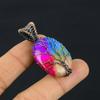 Tree of Life Rainbow Solar Quartz Gemstone Copper Wire Wrap Handmade Pendant Jewelry Gift For Women