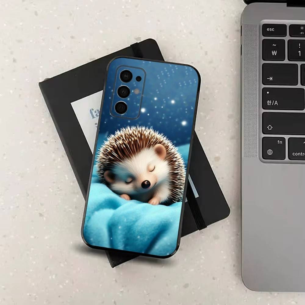 Ёжик Милое Животное Для Samsung Galaxy A53,31,52,72,41,Note,J7,8,9,5G,22,73,32,71, Мягкий Черный Силиконовый Чехол
