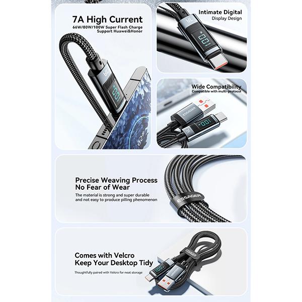 Essager 100 Вт USB Type C кабель для быстрой зарядки для Macbook Pro Xiaomi Samsung Super Charge 7A USB C зарядное устройство кабель для передачи данных провод