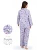 SAZAC Kuromi Gingham Pajama Cotton Long Sleeve and Loungewear Set, 100% Broadcloth, Women's Pants, (Purple/M/SAN1782)