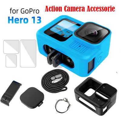 Для Gopro Hero 13 аксессуары силиконовый чехол крышка аккумулятора закаленное стекло защитные пленки крышка объектива для Go pro 13 экшн камера