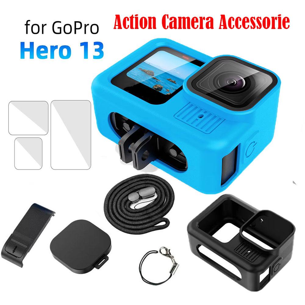 For Gopro Hero 13 Accessories Silicone Case Battery Cover Tempered Glass Screen Protectors Lens Cap for Go Pro 13 Action Camera