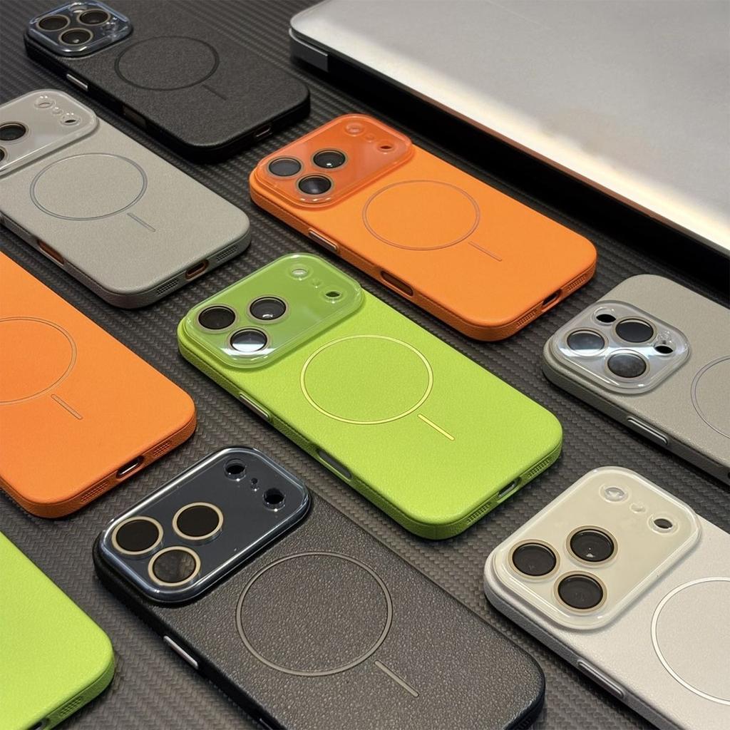 New Leather Texture Magnetic Phone Case for Apple 17PROMAX Fully Bonded Small Fresh Creative Japanese and Korean Magnetic Case