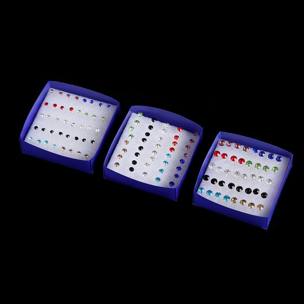 20 Pairs/40 Pcs Pin Crystal Earring Clear Colorful Crystal Ear Studs Rhinestone Jewelry