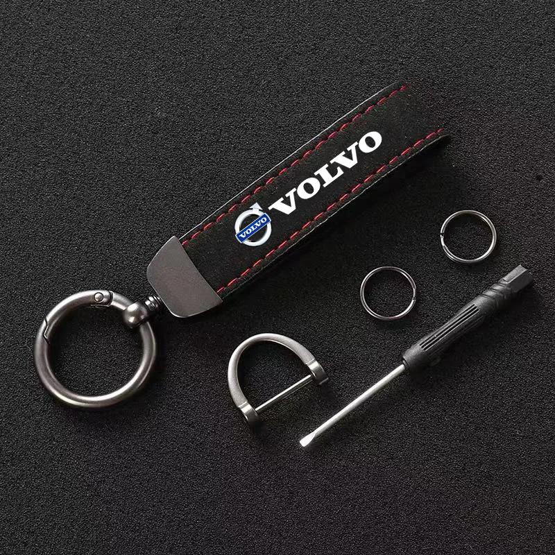 Suede Car Keychain Zinc Alloy Key Ring Accessories For Volvo XC-Classic V60 V40 XC90 S60 XC60 V70 S90 XC40 V90 EX90 EM90 S80L T6 FF1