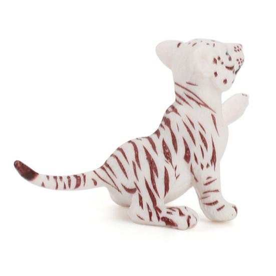 4 шт., набор миниатюрных фигурок белого тигра, имитация детского тигра, украшение для стола, реалистичные статуи диких животных, статическая модель из ПВХ, орнамент