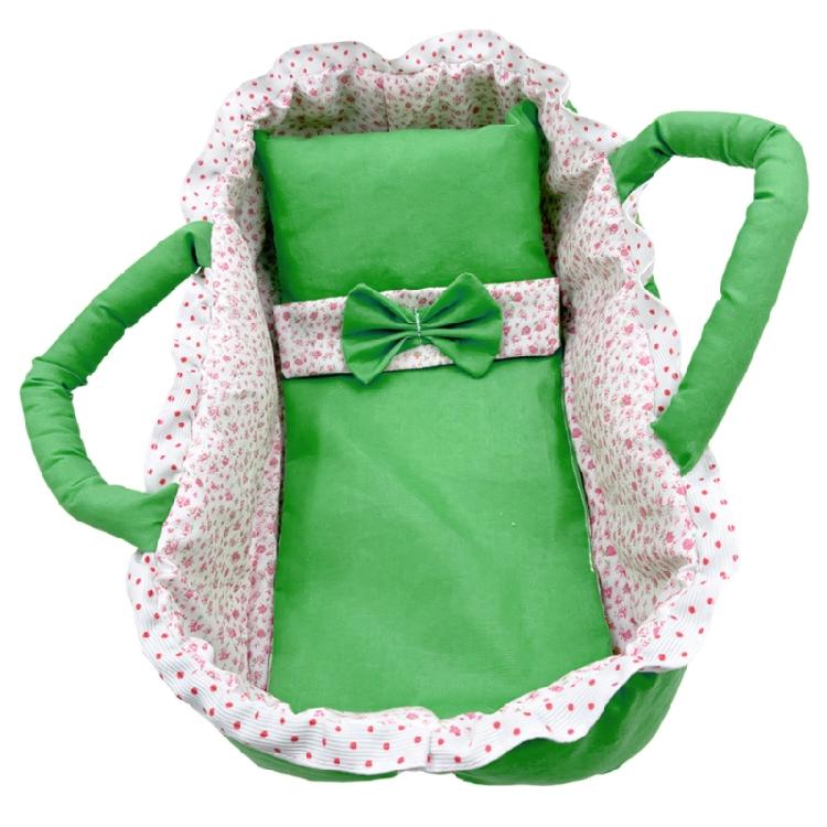 Doll Nursery Basket Bed With Pillow and Bedding, Fabric Pretend Play Cradle for 30cm Dolls and Display Roleplay Activity