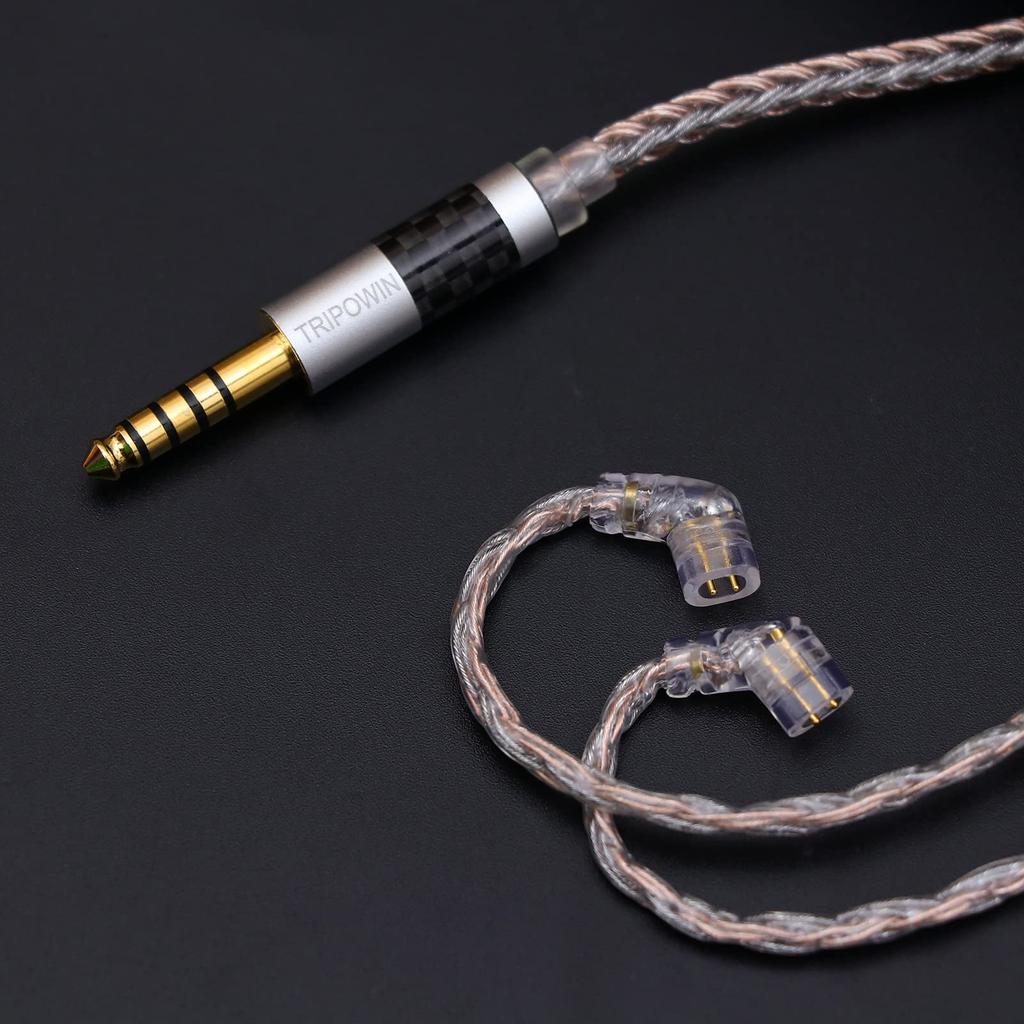 TRIPOWIN Jelly Upgrade HiFi Кабель для наушников OCC Кабель из медной проволоки с графитом OCC Кабель Смешанное плетение 21-жильный - Посеребренный + & + (Разъем QDC, 4,4 мм)