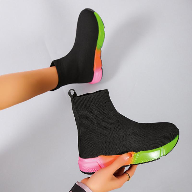 Женские ботинки-носки, весна 2022, повседневная спортивная обувь до щиколотки, размер 43, женская обувь, дышащая дизайнерская обувь для ходьбы