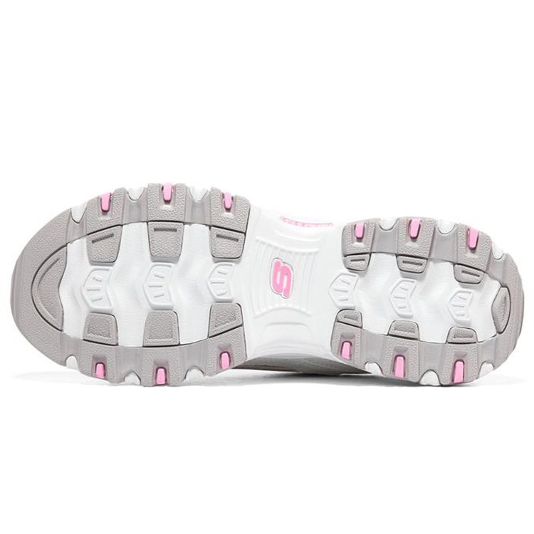 Skechers DLites Кожаные 1.0 Классические Ретро Модные Низкие Папины Кроссовки Женские Кроссовки Бело-Розовые 149791-WPK