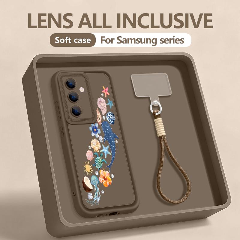 Чехол-ремешок на запястье для Samsung Galaxy S26 S24 S25 Ultra S23 S25 FE A57 A17 A37 A56 A16 A55 A54 A15 A25 Чехол для телефона Акула-кит