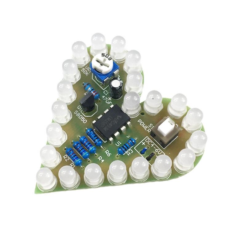 Beginner Friendly Heart Shaped Analog Circuit Practice Kit DIY Adjustable Breathing LED Effect For Electronic Learning