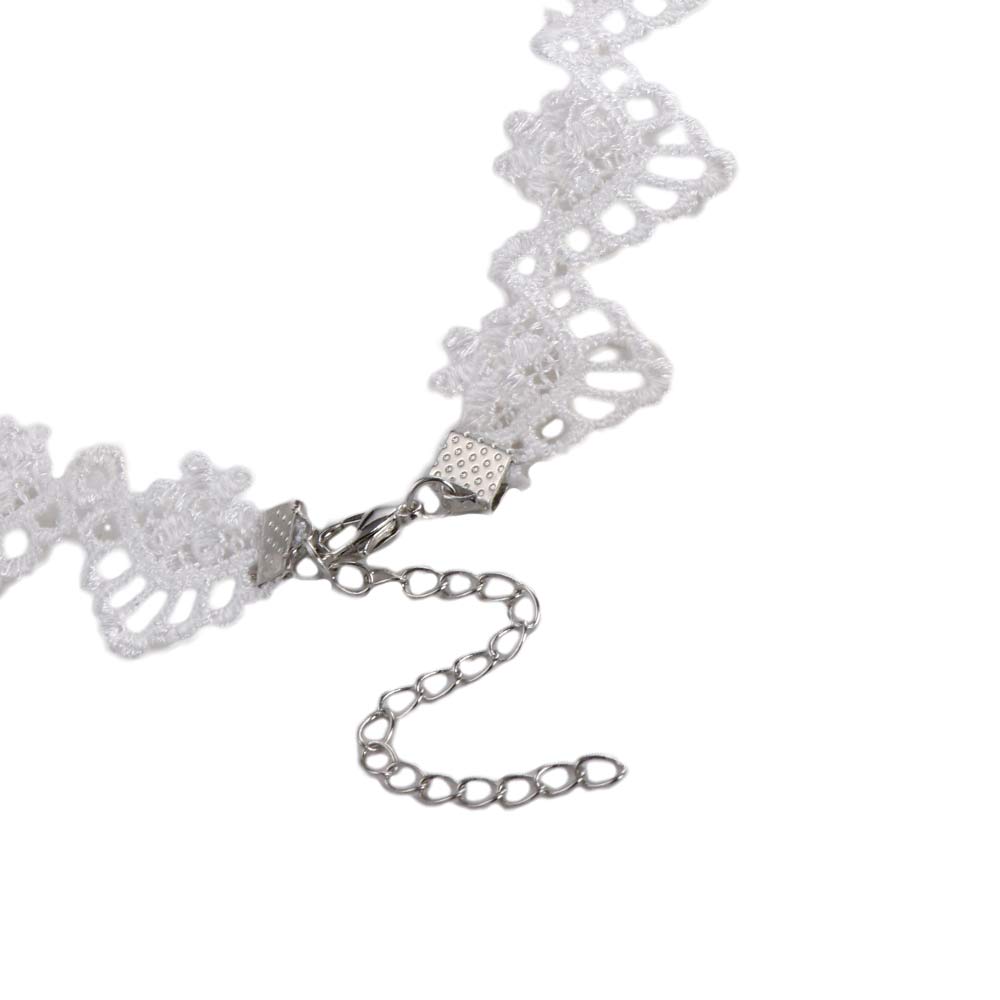 Fashion New Lady Gothic Jewelry Gift Lace Multilayer Collar White Beads Choker Necklace