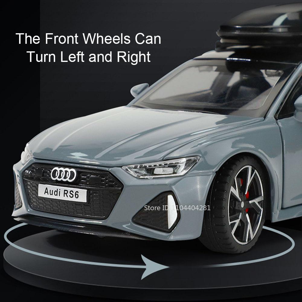 1:32 Модели-миниатюры из сплава Rs6 Rs7, Литые игрушечные машинки, 6 открывающихся дверей, Звук, Свет, Инерционный механизм, Металлические транспортные средства, Детские праздничные подарки