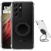 Case - BOOLING - for Samsung Galaxy S21 Ultra - Transparent Silicone - Metal Stand - Shockproof