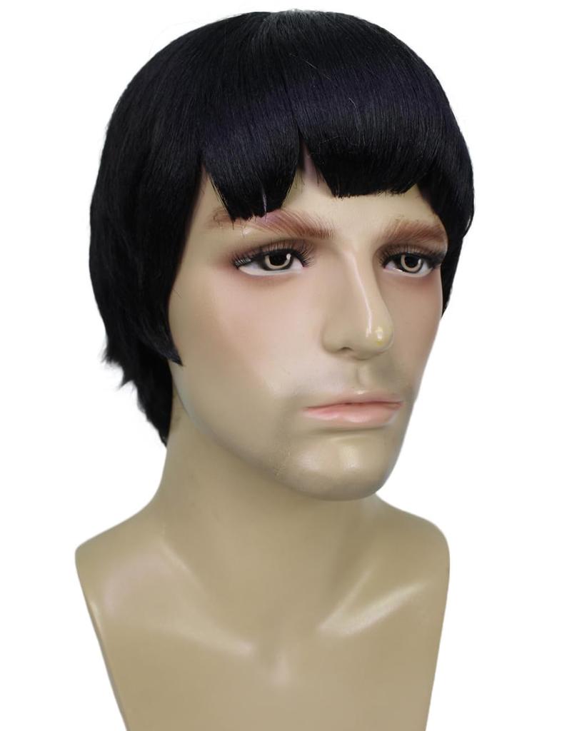 Wigs2you Парик H-5607 Взрослый мужской 10-дюймовый средней длины парик костюма Джин Бразер, Темные синтетические волосы, Хэллоуин Косплей, Аниме, Смешной
