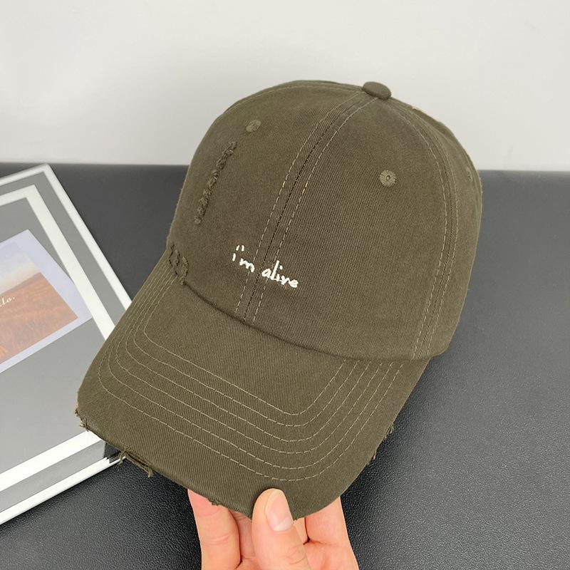 New retro washed soft top cap children's embroidered letter baseball cap versatile face small men's and women's sun hats