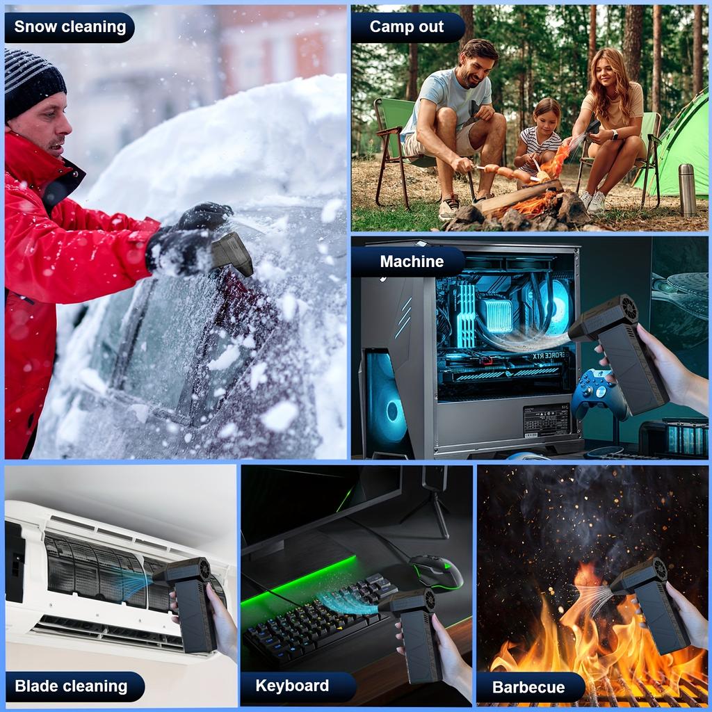 1Pc Black Rechargeable Portable Turbo Jet Fan Vortex Fan 130,000 RPM Powerful Blower with High Speed Air Tube Fan for Automotive, Cleaning,Jet Blower