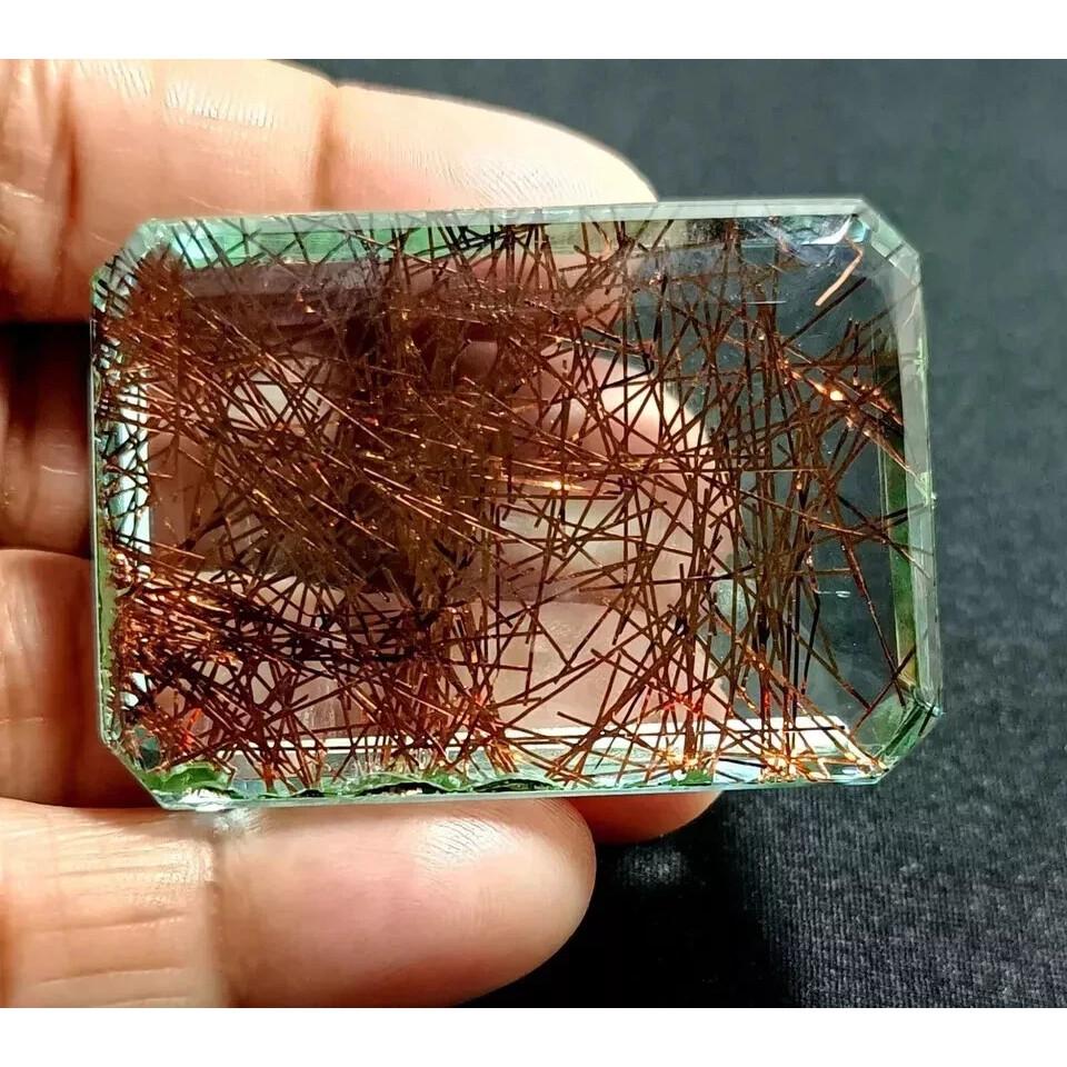 Certified Natural Rutilated Quartz A+ Emerald Cut 210 Ct Beautiful Gemstone