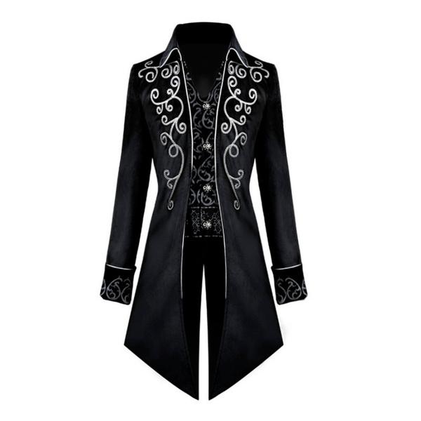 European and American Fashion New Style Halloween Cosplay Costume Tuxedo Medieval Renaissance Retro Costume Men Long Swallow-tailed Coat Clothing