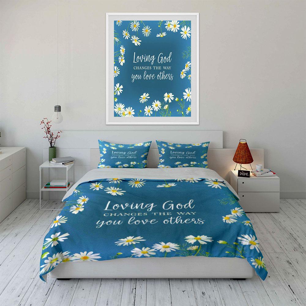 Christian Faith-Inspired Daisy Art Set For Kids' And Adults' Bedroom Decor, Exquisite Three-Piece Bedding Set Gift