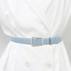 Women Belt Solid Color Pin Buckle Belt Multi Holes Adjustable Length Faux Leather Waistband Jeans Long Pants Belt