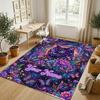 Cat Theme Crystal Velvet Rug Personalized Custom Name Text Soft Floor Mat Home Decor