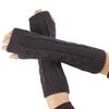 Теплые длинные перчатки без пальцев, утеплители для рук, утолщенные трикотажные эластичные женские 1 пара эластичных варежек для зимы для женщин