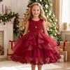 Girls Princess Dress Piano Performance Host Gown Birthday Party Evening Kids Formal Occasion
