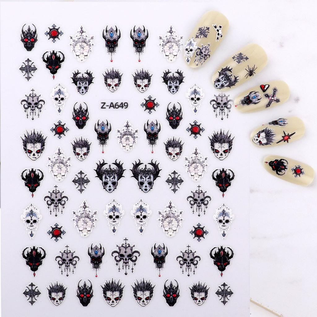 5D Embossed Nail Art Sticker Halloween Cartoon Spider Web Ghost Pumpkin Lantern Nail Adhesive Sticker