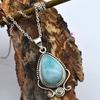Ожерелье Ларимар, подарок для нее, женское ожерелье, серебро 925 пробы, подарок из камня, ожерелье в стиле бохо, эффектные украшения, подарок для нее