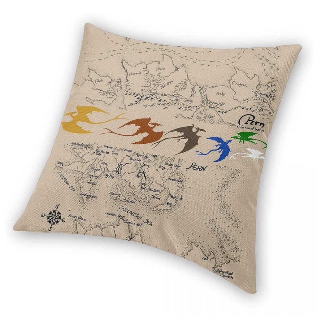 Dragonriders Of Pern Maps Square Pillowcase Polyester Linen Velvet Printed Zip Decorative Home Cushion Cover