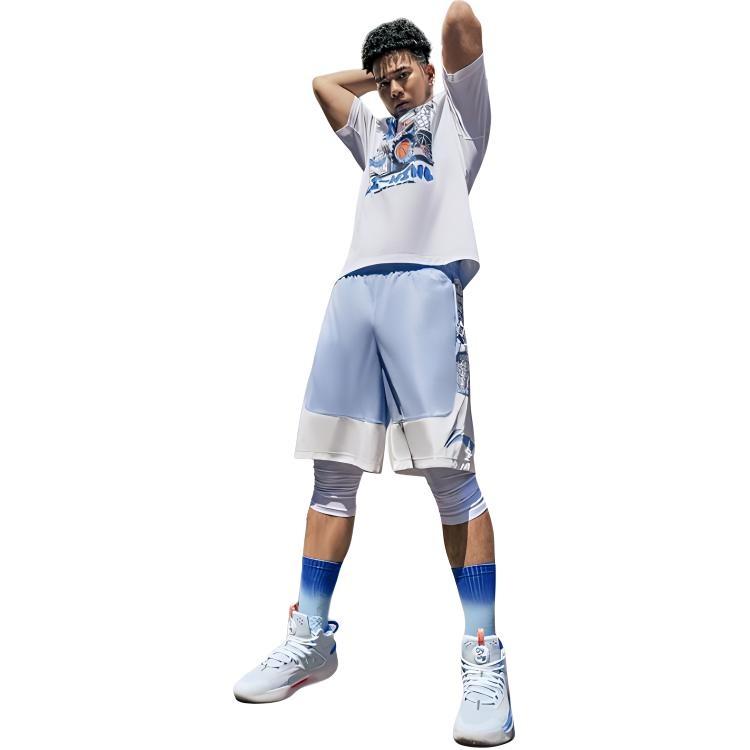 Li-Ning BadFive Logo Basketball Shorts 'Light Blue White' Men's AAPT045-7