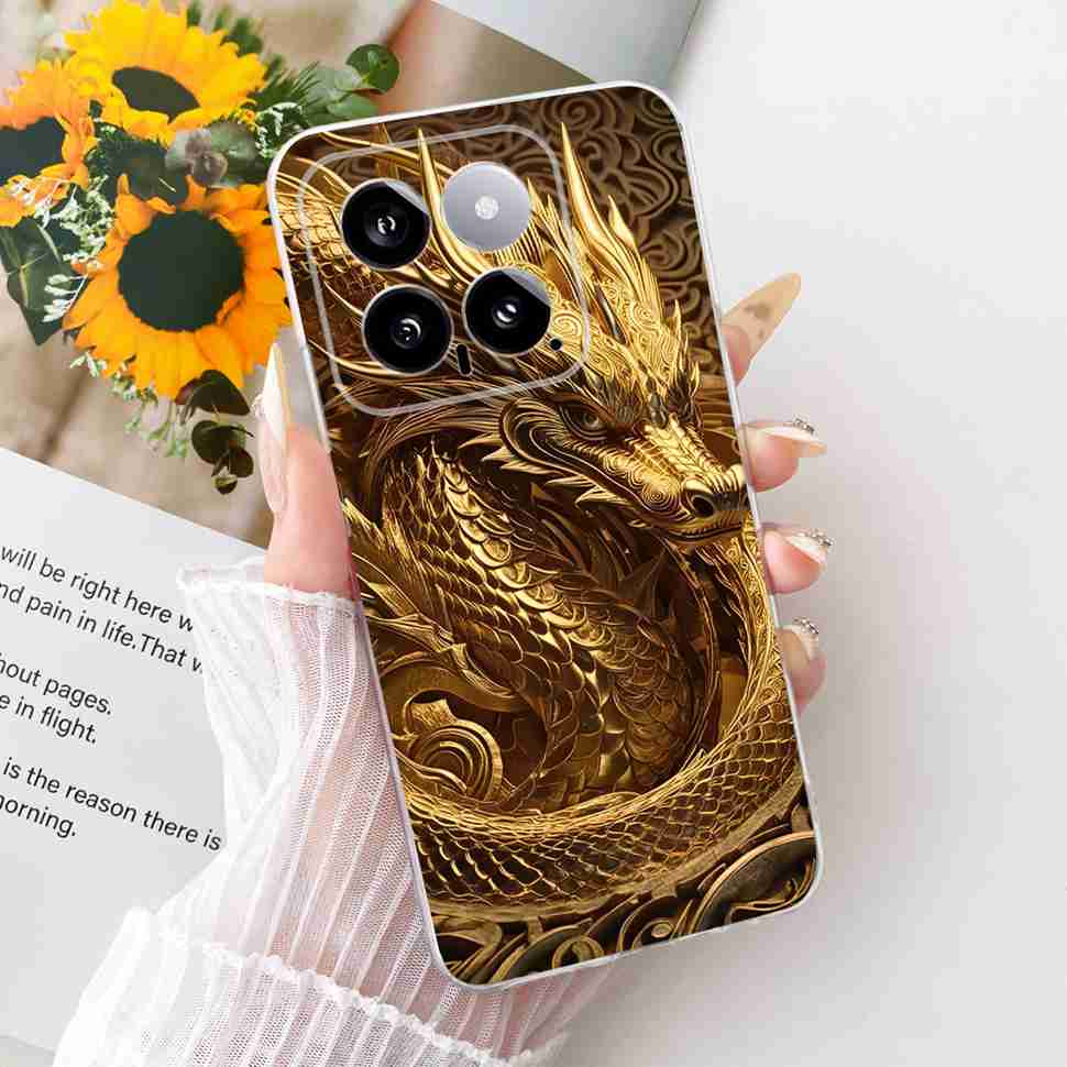 For Xiaomi Mi 14 5G 23127PN0CC Case Fashion Dragon Butterfly Silicone TPU Cover For Xiaomi Mi14 5G 6.36" 23127PN0CG Phone Shell