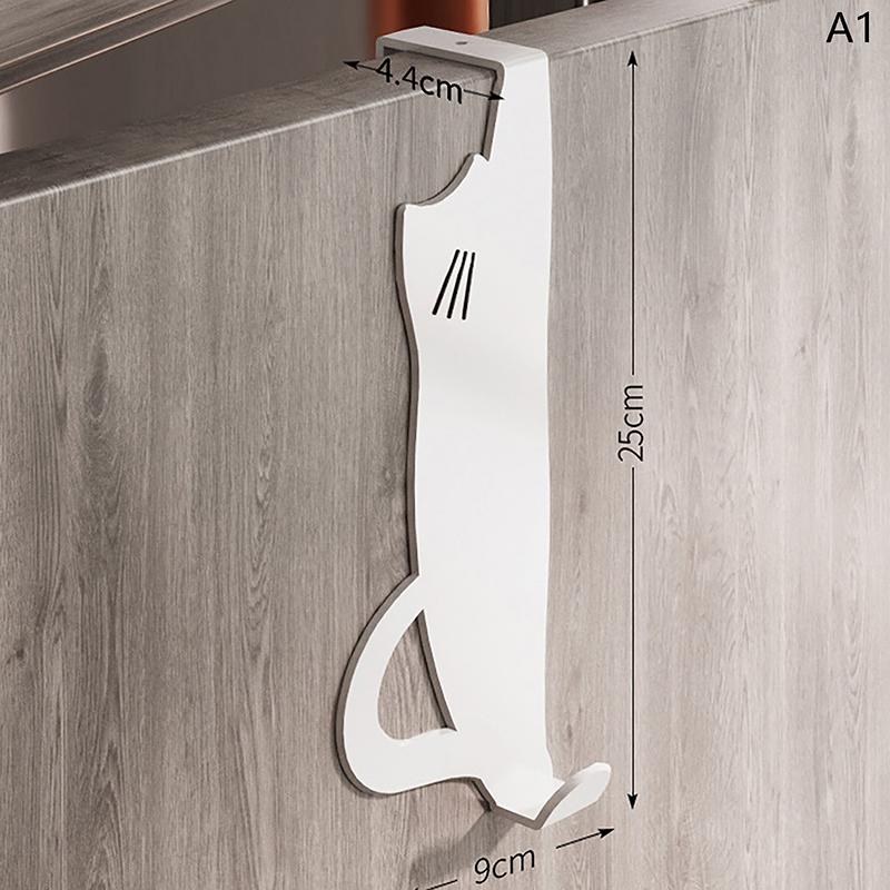 Cute Cartoon Cat Behind Door Hook Home Punch Free Kitchen Bathroom Cabinet Hanger Multi-Purpose Iron Key Hat Clothes Hook