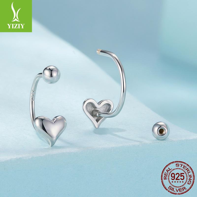 Серьги-пусеты Love Reverse для женщин, персонализированные минималистичные серьги из стерлингового серебра S925 с передней и задней структурой