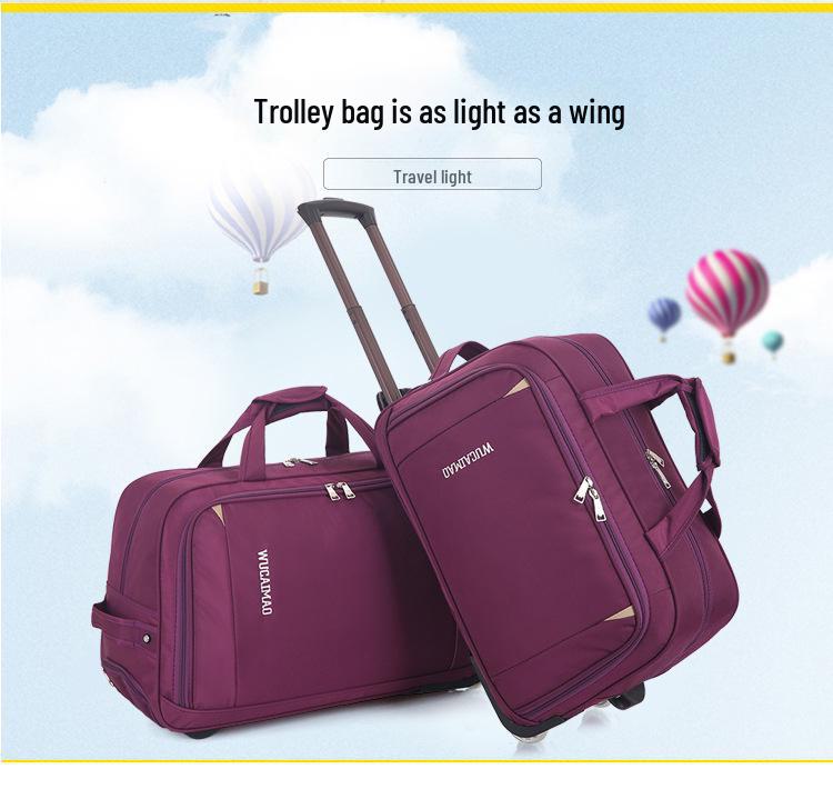 Складная сумка для багажа из ткани Оксфорд большой вместимости: Портативная дорожная сумка на колесиках 20/24 дюйма