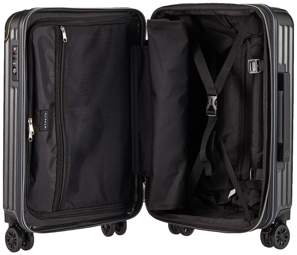 Ультрашок Двойные Колеса Антибактериальные и Неприятные Запахи TSA Extended 1 Carbon Black [Wisely] Чемодан, Легкий, Функция Поглощения/Ограничения, Ролики, Устойчивый,