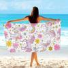 1pc Unicorn Beach Towel with Watercolor Unicorns Pink Flowers Golden Stars and Rainbow Bath Towels Soft Microfiber Fabric Unisex