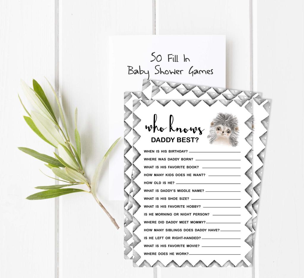 Inkdotpot Игровой набор Baby Shower из 50 игр BabyA AlphabetA ABCA Game Hedgehog Jungle Animals Party