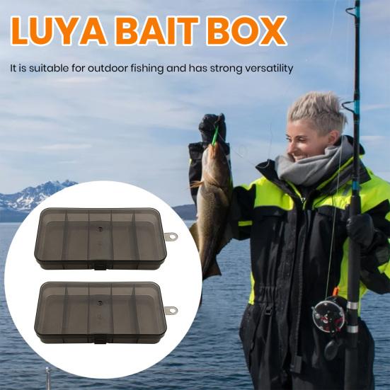 2Pcs Fishing Bait Cases 5-Compartments Large Capacity Transparent Visible Fishing Lure Container Clear Storage Boxes