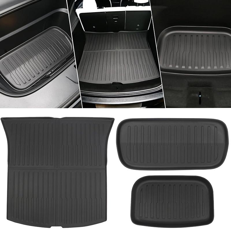 3Pcs Rear Cargo Mat Compatible with 2026 Tesla Model Y Juniper 5 Seater Trunk Cargo Liner Front and Rear Trunk Mat Cargo Liner