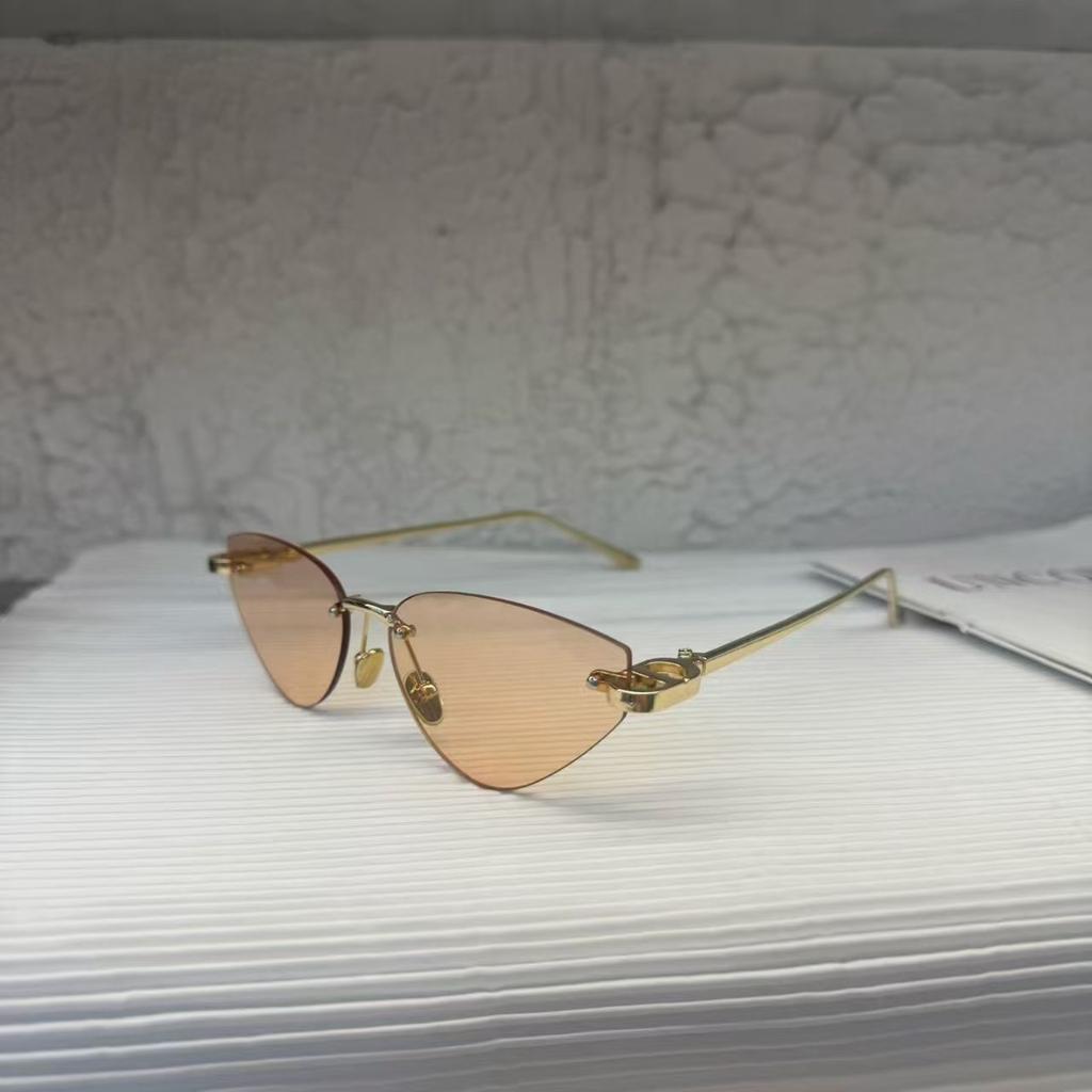 Cat Eye Shape Woman Sunglasses Rimless Uv400 Protection Sun Glasses Man Driving Travelling Women'S Sun Glass