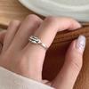 ANENJERY Открытое кольцо с буквами неправильной геометрической формы для женщин, модное простое металлическое кольцо, регулируемое