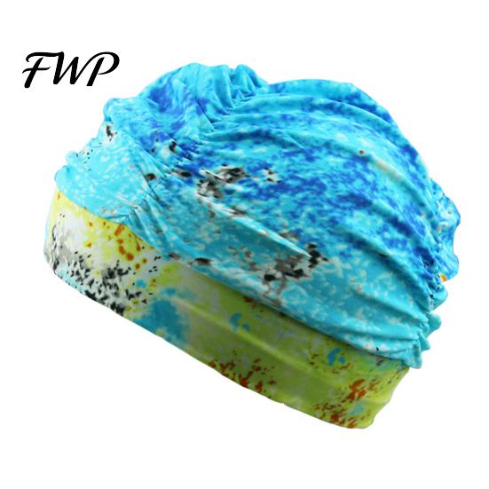 Women Swimming Cap Cloth Pool for Women, Breathable Colorful Ruffle Swim Elastic Cap, Ear Protection Short Long Hair Bathing Hat