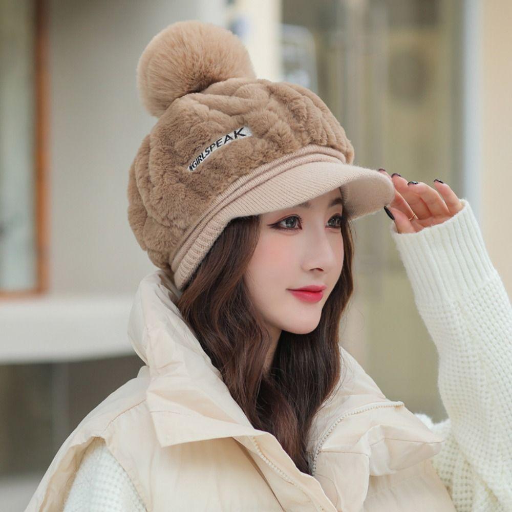 Soft Duck Tongue Cap Fluffy Plush Winter Hat Fashion Visors Hat  Women Girl