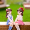 2Pcs Mini Best Friend Girls Statue Micro Landscape Decoration Car Mounted Office Desktop Home Ornaments