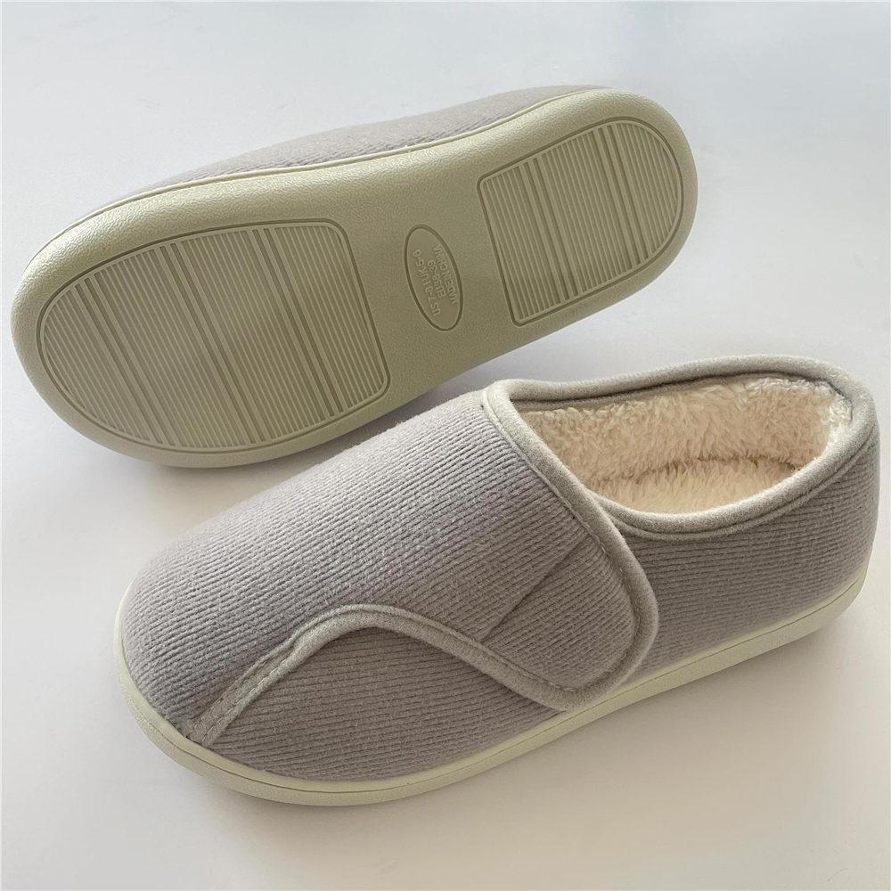 Women Memory Foam Slippers Adjustable Closed Toe Swollen Feet Slippers Comfortable House Indoor Outdoor Shoes with Rubber Sole